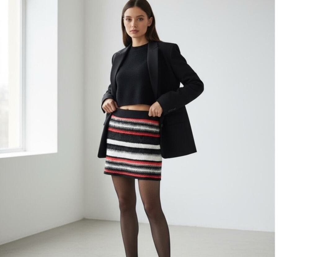 Milly Tweed Metallic Mohair Striped Mini Women’s Skirt Size 6